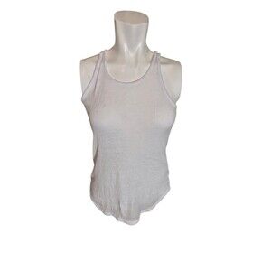 Chaser Sheer Cotton Rib Tank Top Racerback Scoop Neck Slub Tank White Sz XS